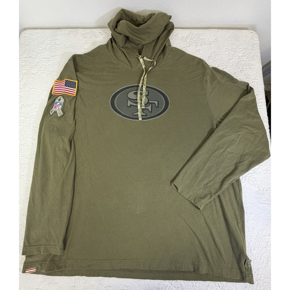 Nike San Francisco 49ers Salute to Service Hoodie Mens 2XL Olive Green Dri-FIT - Picture 1 of 7
